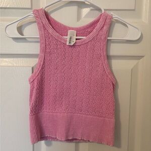 NikiBiki Pink Cable Knit High Neck Seamless Tank Top